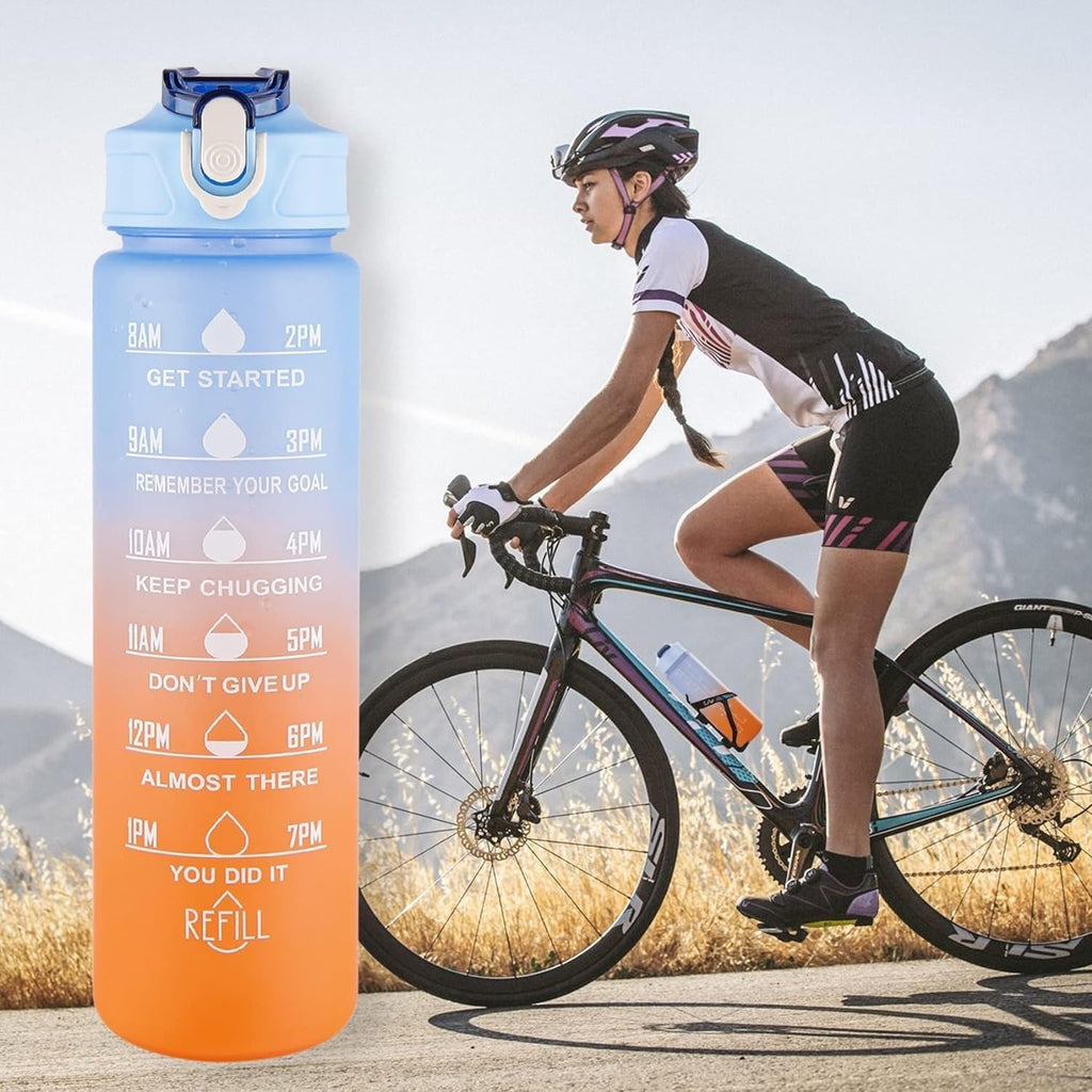 Water Bottle 3Pcs Set - 2L, 750ml, & 300ml | Lightweight, Leak-Proof, BPA-Free | Motivational Time Marker | Mobile Holder | Perfect for Gym, Kids, Office, & Outdoor Activities