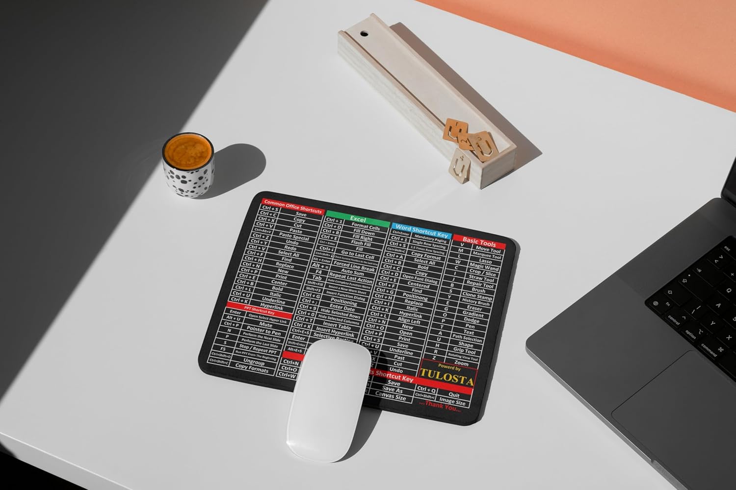 NGG Office Keyboard Shortcut Mouse Pad – Anti-Slip Rubber Base, Excel & Word Shortcuts