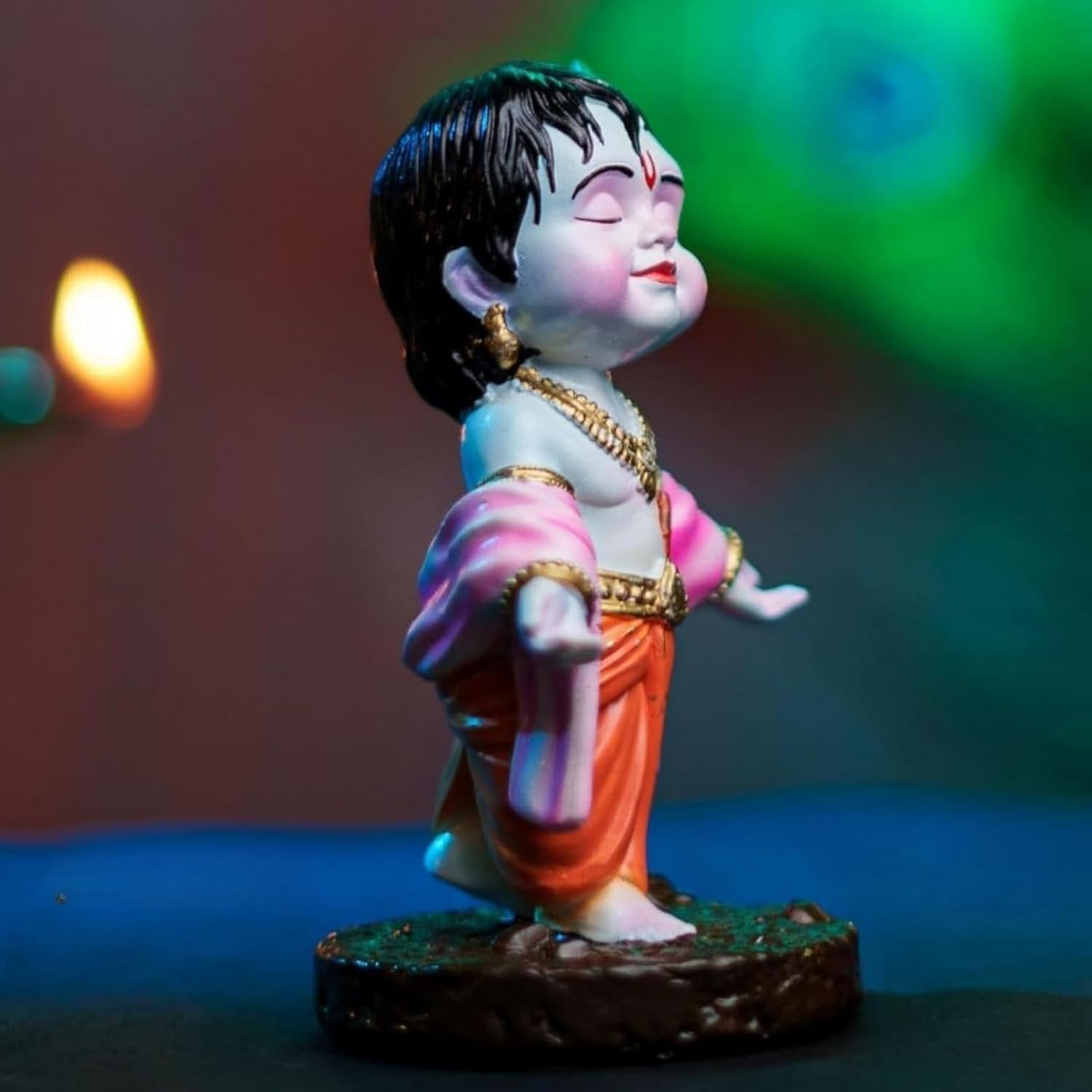 Bal Krishna Blue Colour for Car Dashboard Idol 3.5-Inch Lord Krishna Murti for Home Decor, Temple | Cute Baby Figurine for Puja Room, Meditation & Spiritual Vibes (1pcs)