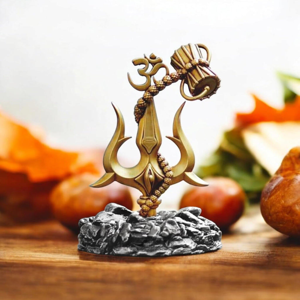 Resin Trishul with Black Base Decorative Showpiece for Car Dashboard, Pooja, Home & Office Décor Handcrafted Lord Shiva Symbol Idol | Pack of 1
