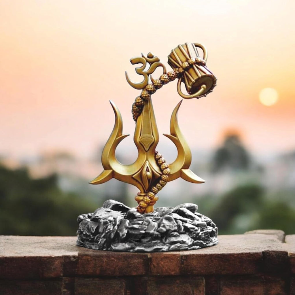 Resin Trishul with Black Base Decorative Showpiece for Car Dashboard, Pooja, Home & Office Décor Handcrafted Lord Shiva Symbol Idol | Pack of 1