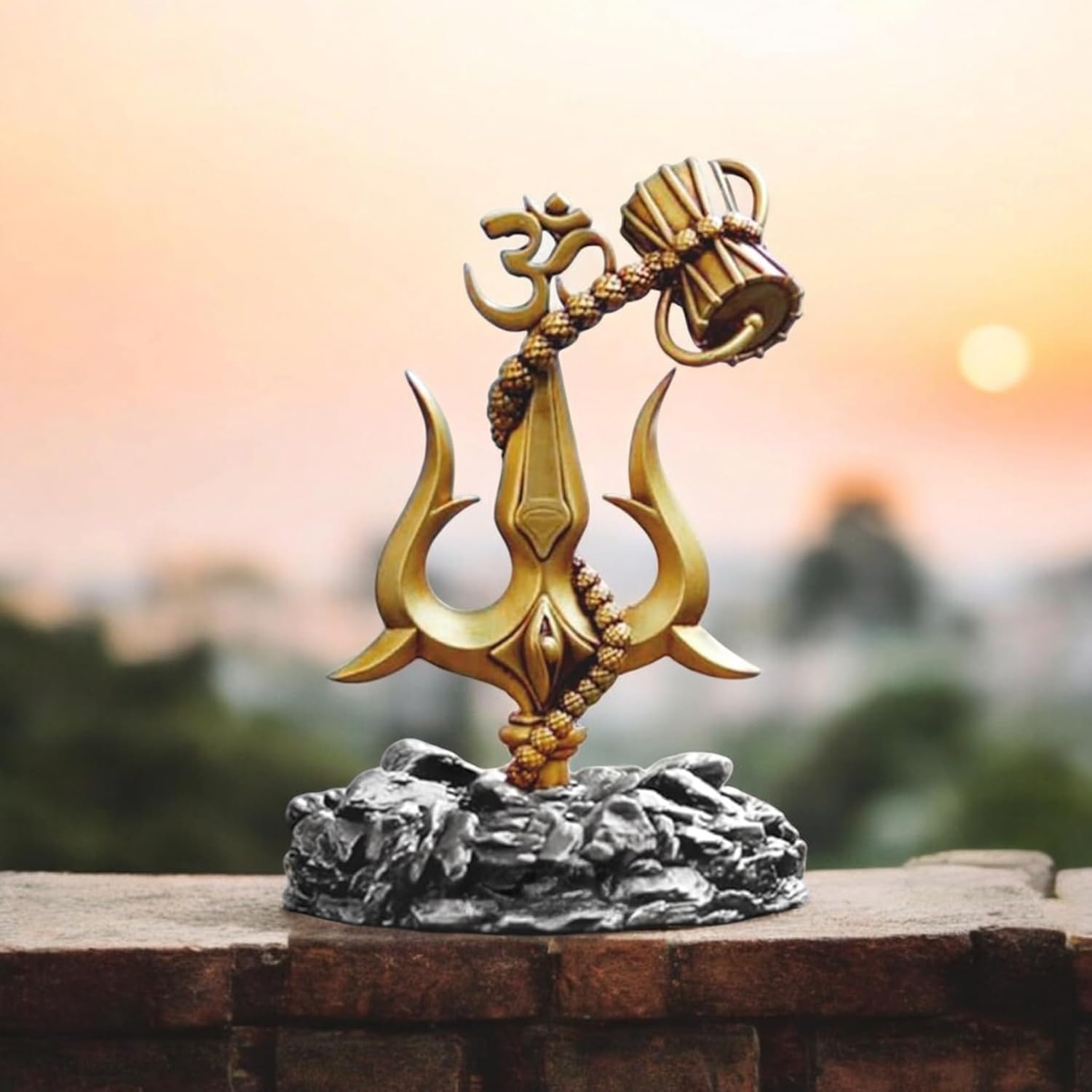 Resin Trishul with Black Base Decorative Showpiece for Car Dashboard, Pooja, Home & Office Décor Handcrafted Lord Shiva Symbol Idol | Pack of 1