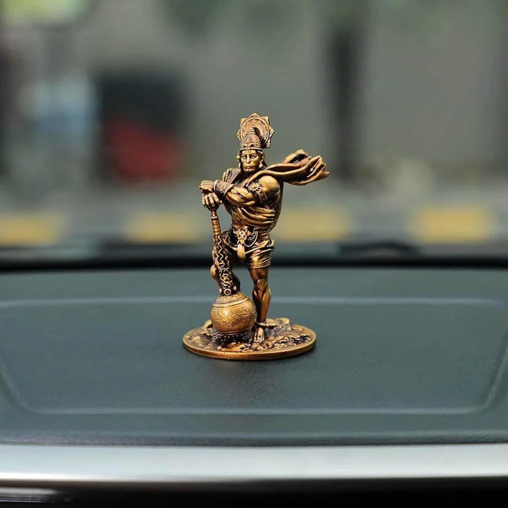 Bahubali Hanuman Ji Murti Small Resin Bajrangbali Statue for Car Dashboard, Home Temple, Office Table, Pooja Room & Wall Decor | Lord Hanuman Figurine Showpiece for Meditation (1PCS)