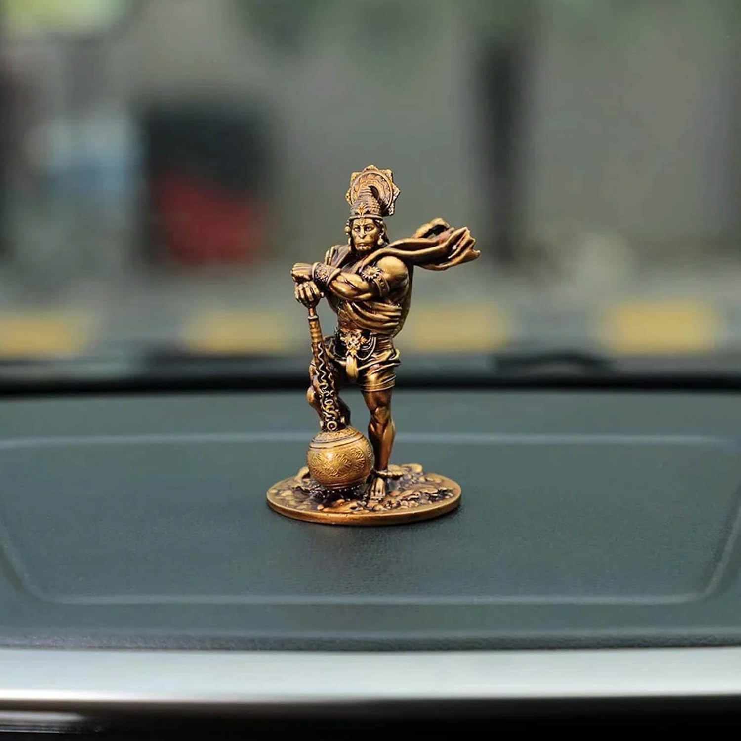 Bahubali Hanuman Ji Murti Small Resin Bajrangbali Statue for Car Dashboard, Home Temple, Office Table, Pooja Room & Wall Decor | Lord Hanuman Figurine Showpiece for Meditation (1PCS)