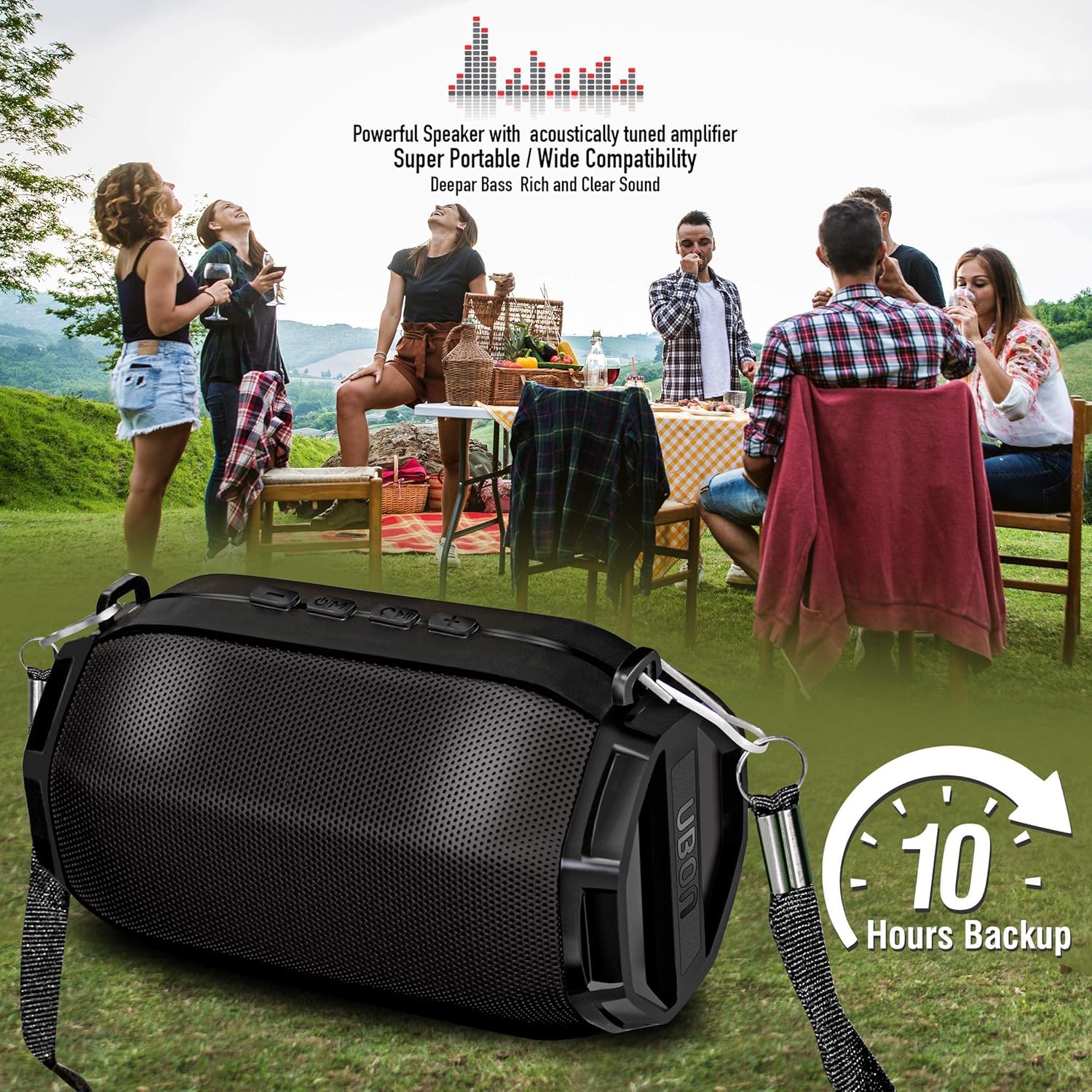 SP-43 Funky Beats Portable Bluetooth Speaker | 10W Power, 1200mAh Battery, Deep Bass & Crisp Sound | Perfect for Outdoors, Parties, and Travel (1 pcs)