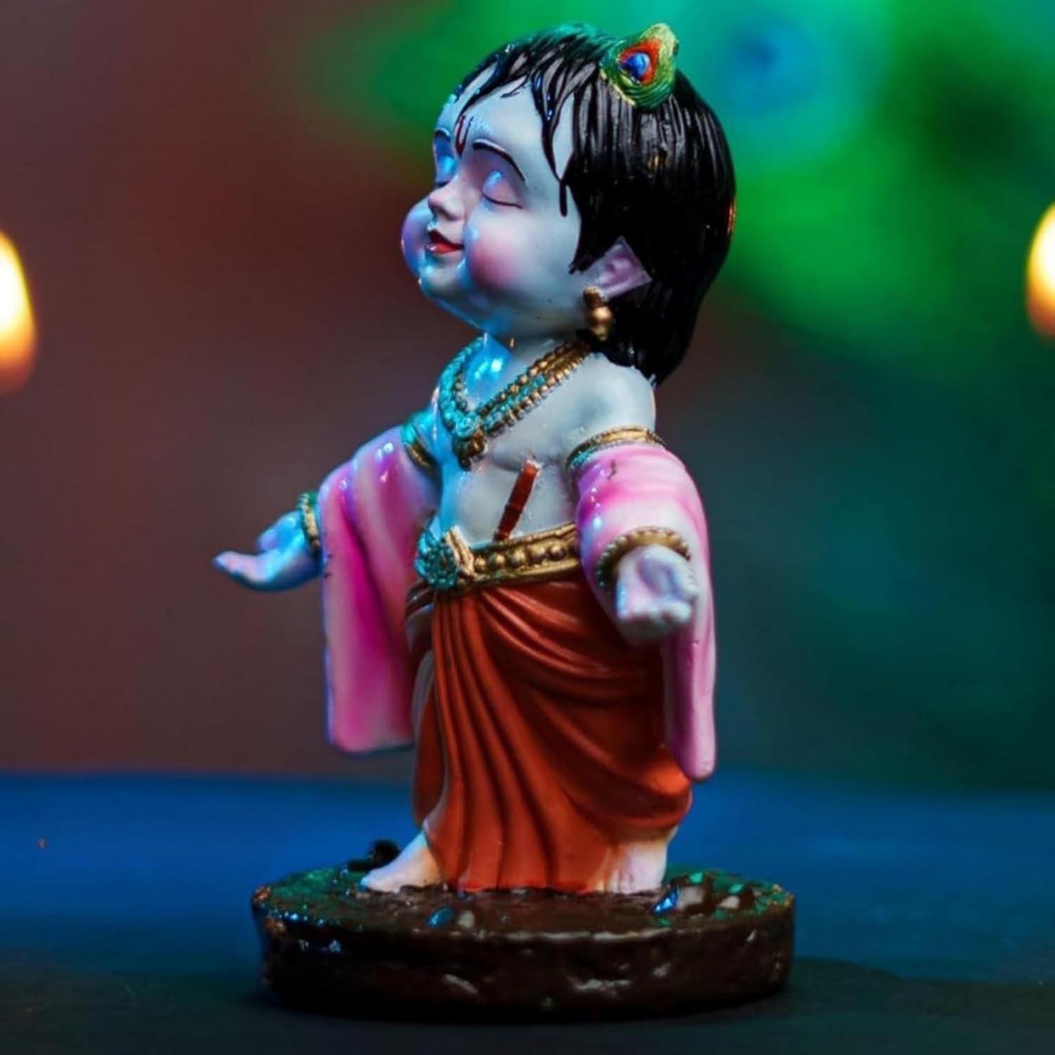 Bal Krishna Blue Colour for Car Dashboard Idol 3.5-Inch Lord Krishna Murti for Home Decor, Temple | Cute Baby Figurine for Puja Room, Meditation & Spiritual Vibes (1pcs)