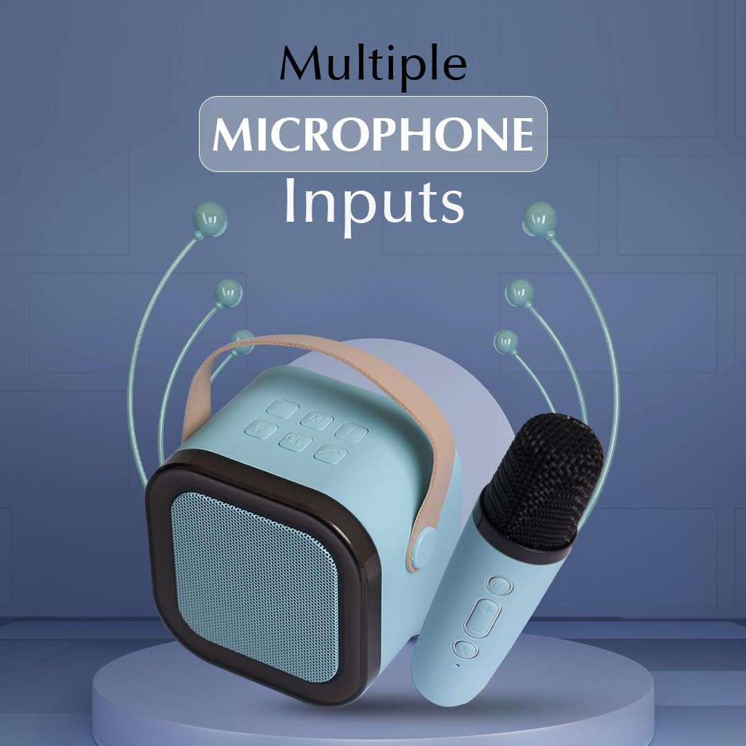 Bluetooth Karaoke Set with Wireless Mic, Dynamic RGB Lights, HiFi Sound, Voice Effects, AUX Input, Type C Fast Charging, Portable Bluetooth Speaker with Mic