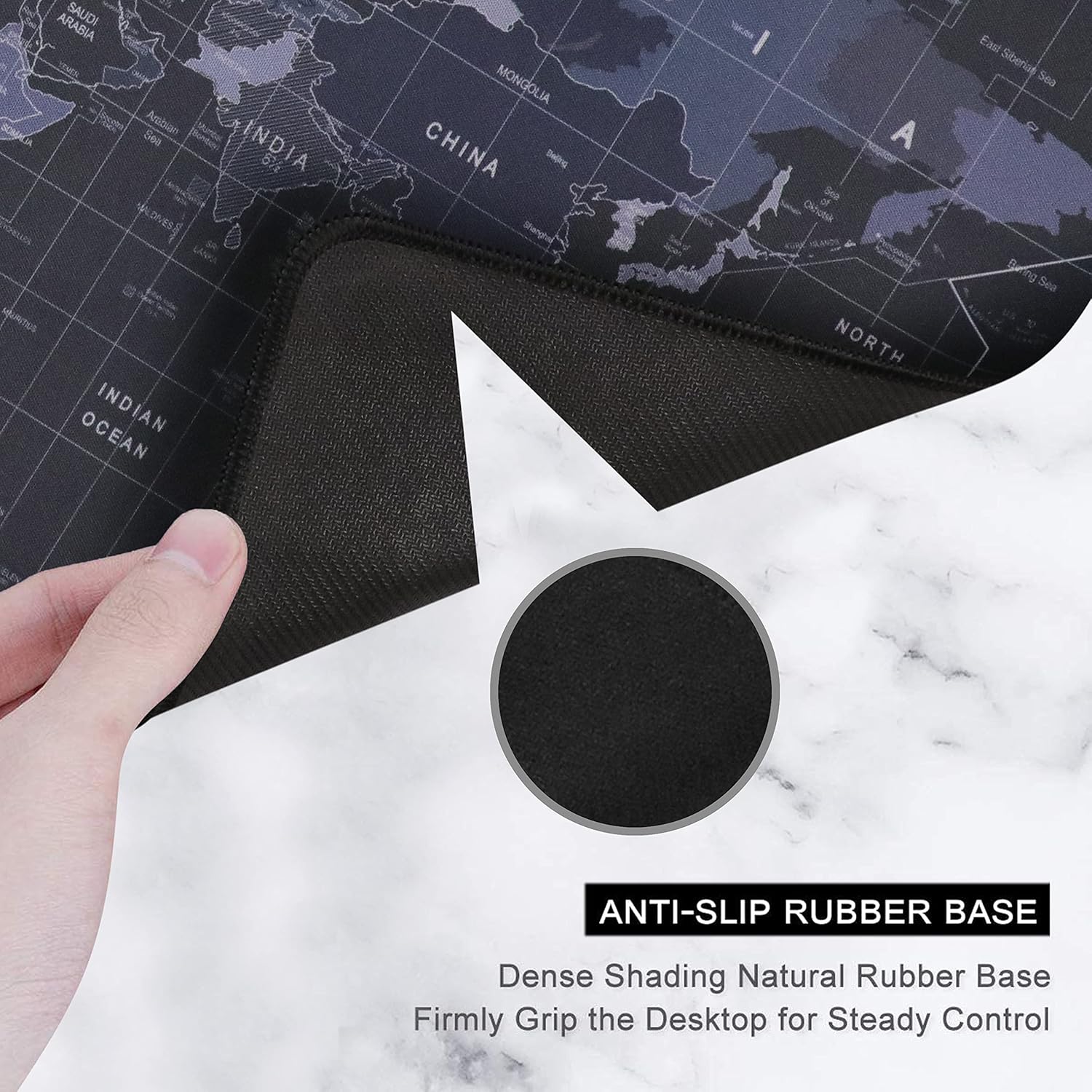 NGG XXL Extended Gaming Mouse Pad – World Map Design, Non-Slip Rubber Base, Stitched Edges
