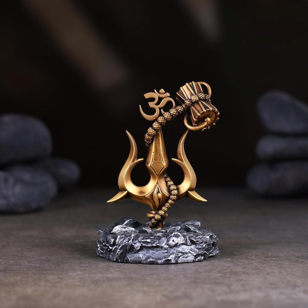 Resin Trishul with Black Base Decorative Showpiece for Car Dashboard, Pooja, Home & Office Décor Handcrafted Lord Shiva Symbol Idol | Pack of 1