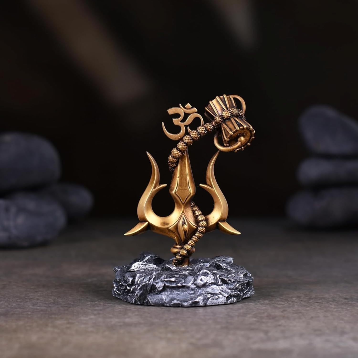 Resin Trishul with Black Base Decorative Showpiece for Car Dashboard, Pooja, Home & Office Décor Handcrafted Lord Shiva Symbol Idol | Pack of 1