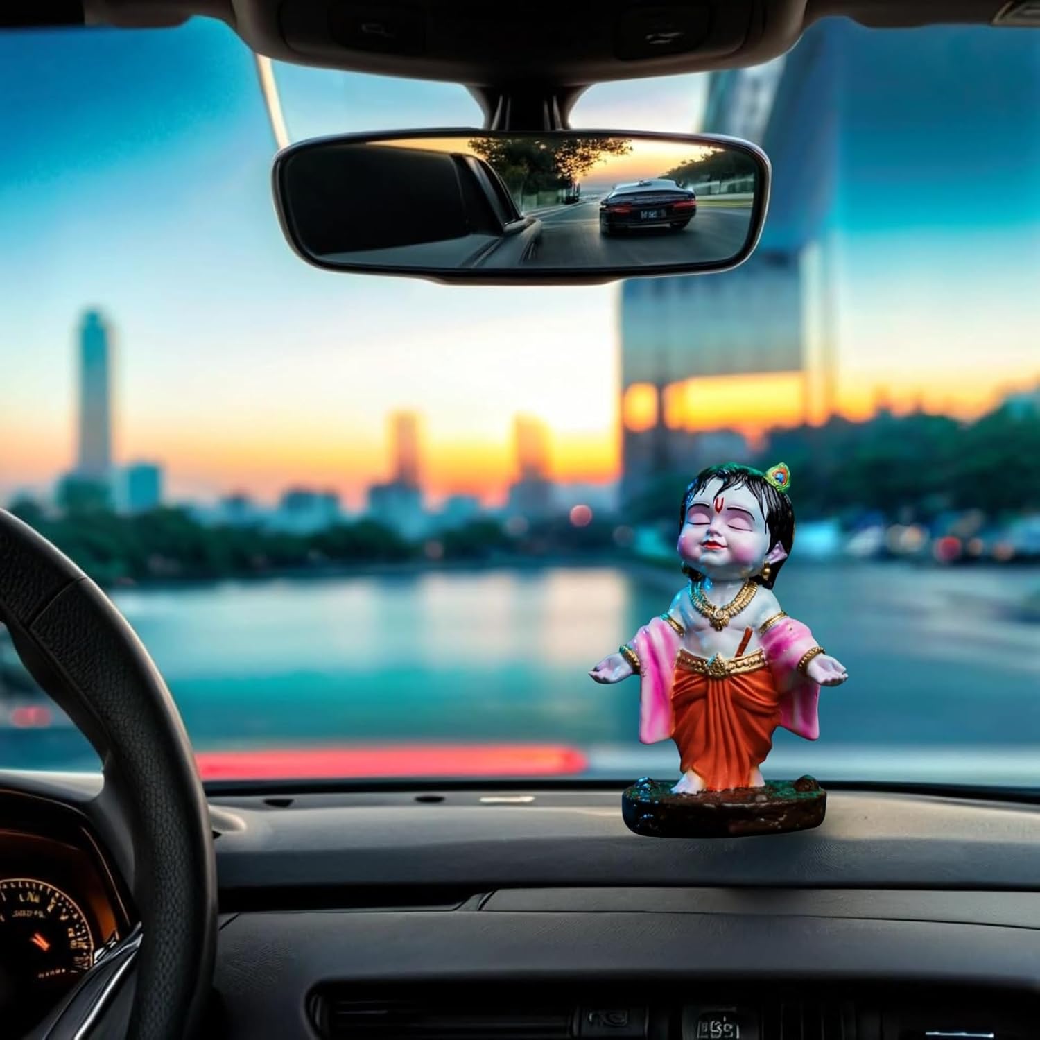 Bal Krishna Blue Colour for Car Dashboard Idol 3.5-Inch Lord Krishna Murti for Home Decor, Temple | Cute Baby Figurine for Puja Room, Meditation & Spiritual Vibes (1pcs)