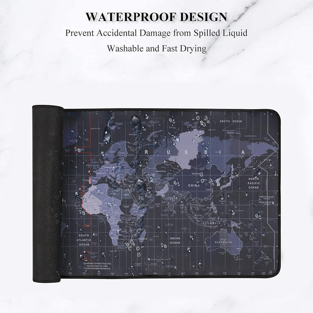 NGG XXL Extended Gaming Mouse Pad – World Map Design, Non-Slip Rubber Base, Stitched Edges