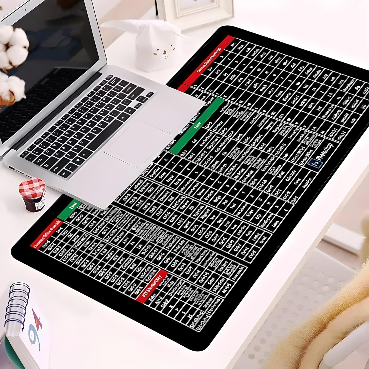 NGG Anti-Slip Keyboard Pad – Super Large, Thickened Edge, Printed Shortcuts for Office & Gaming