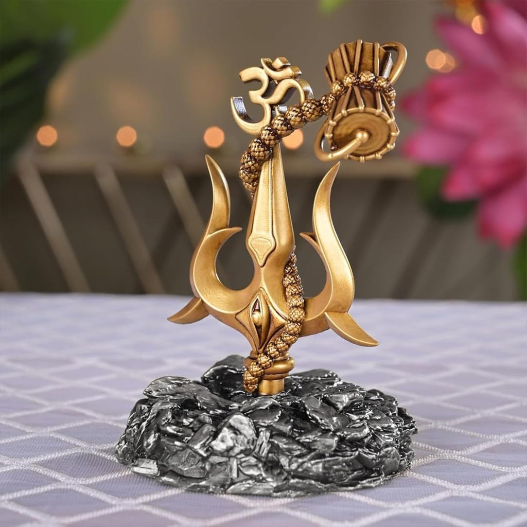 Resin Trishul with Black Base Decorative Showpiece for Car Dashboard, Pooja, Home & Office Décor Handcrafted Lord Shiva Symbol Idol | Pack of 1