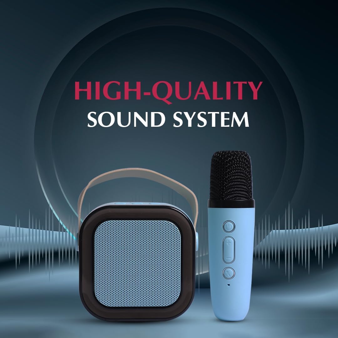 Bluetooth Karaoke Set with Wireless Mic, Dynamic RGB Lights, HiFi Sound, Voice Effects, AUX Input, Type C Fast Charging, Portable Bluetooth Speaker with Mic