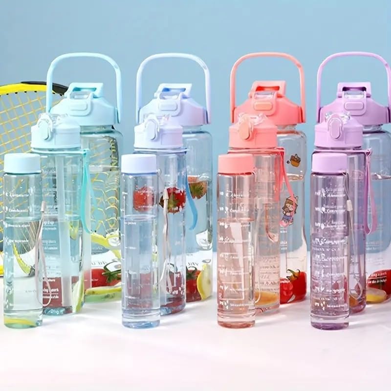 NGG Motivational Water Bottles with Time Marker – BPA-Free, Leakproof, Multicolor Set (3pcs, Different Sizes)