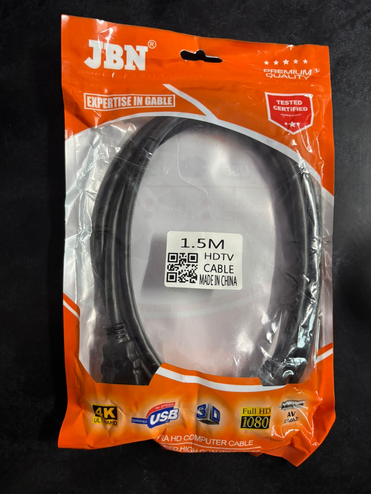 NGG High-Speed HDMI Cable (1.5M) – 4K UHD, ARC Enabled, Strong & Durable, Black