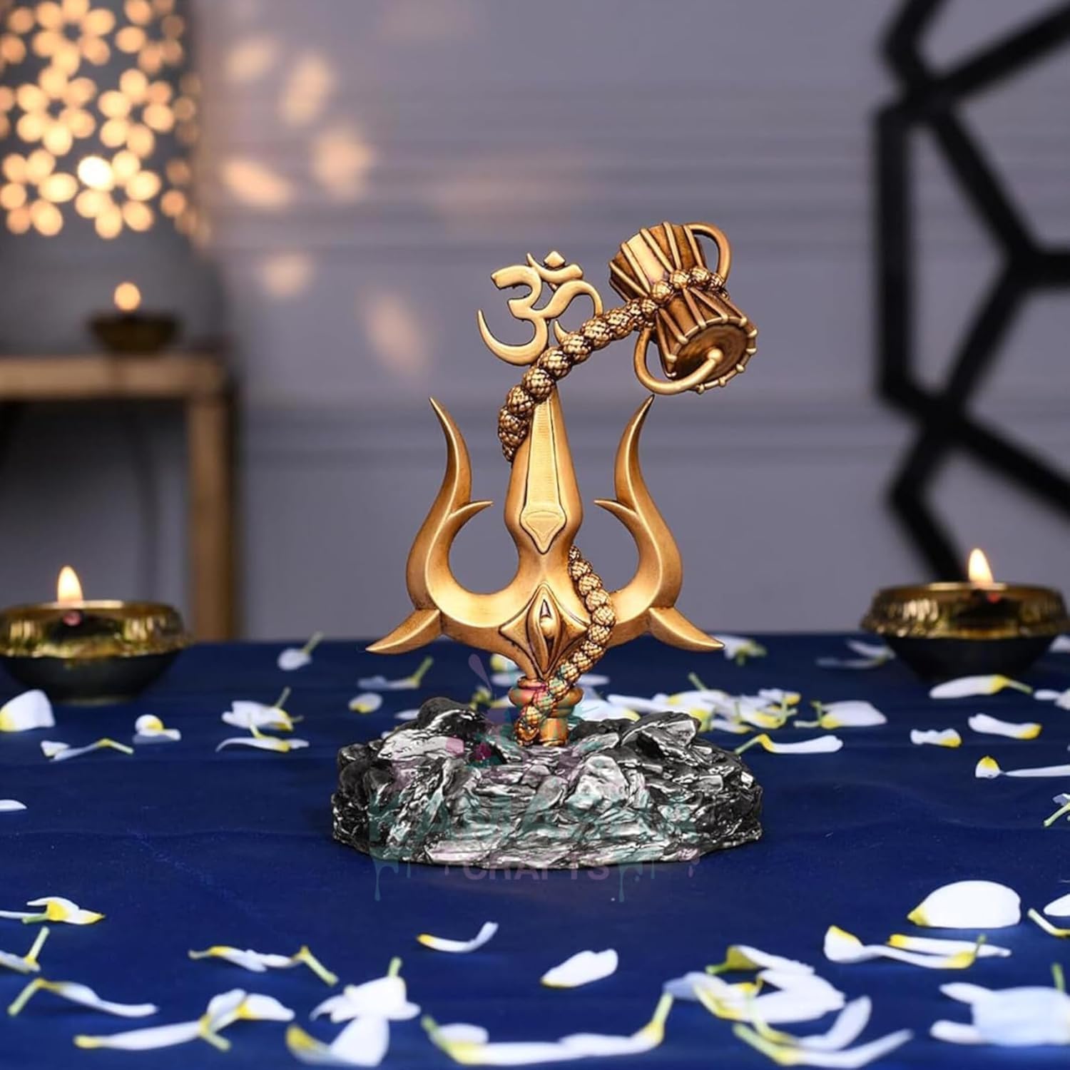 Resin Trishul with Black Base Decorative Showpiece for Car Dashboard, Pooja, Home & Office Décor Handcrafted Lord Shiva Symbol Idol | Pack of 1