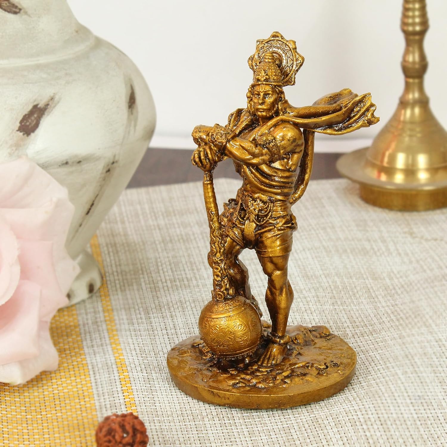 Bahubali Hanuman Ji Murti Small Resin Bajrangbali Statue for Car Dashboard, Home Temple, Office Table, Pooja Room & Wall Decor | Lord Hanuman Figurine Showpiece for Meditation (1PCS)