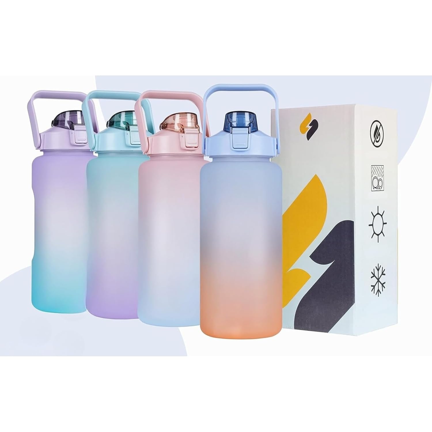 Motivational Water Bottle, Spirit Gym Gallon with Time Marker Large Capacity 2 Liter, Leakproof BPA Free Fitness Sports Water Bottle (1 Pcs)