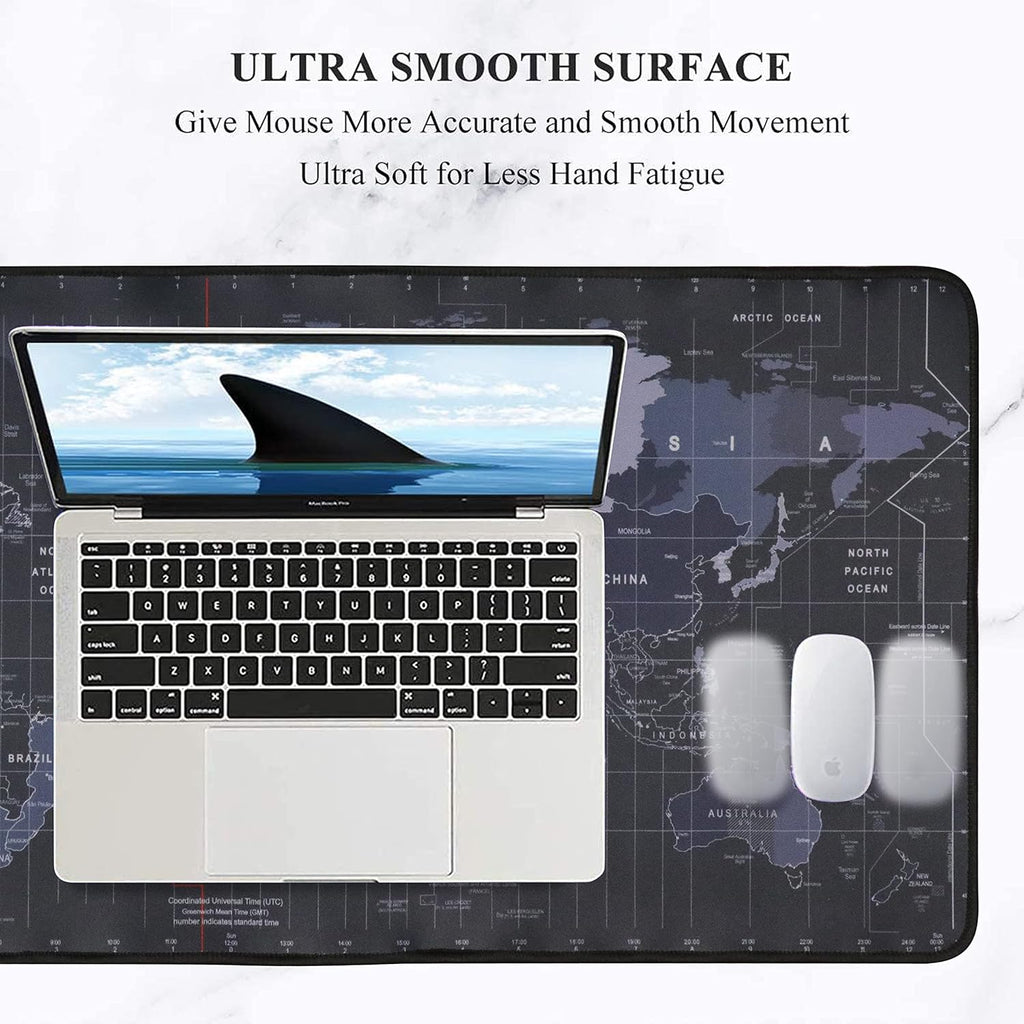 NGG XXL Extended Gaming Mouse Pad – World Map Design, Non-Slip Rubber Base, Stitched Edges