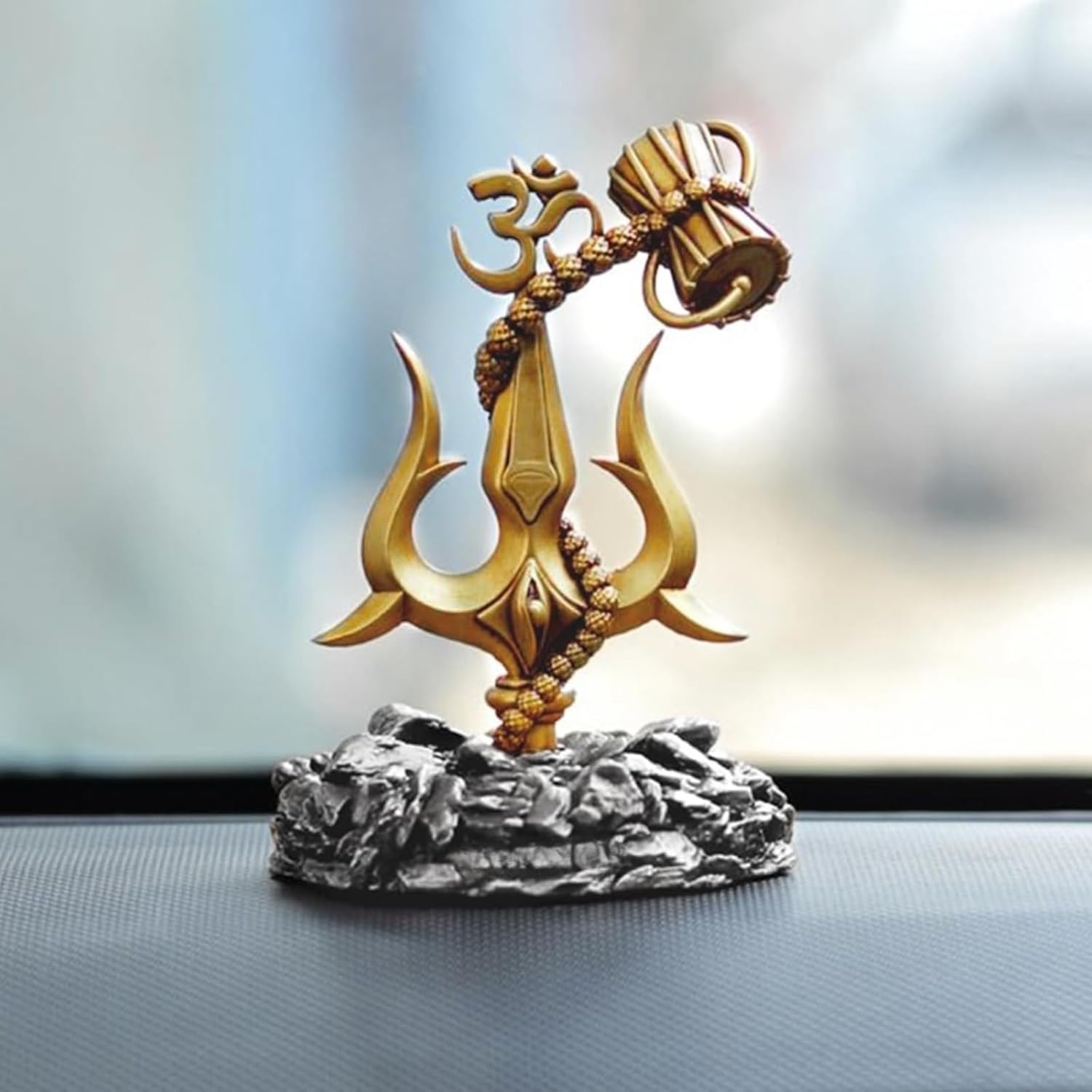 Resin Trishul with Black Base Decorative Showpiece for Car Dashboard, Pooja, Home & Office Décor Handcrafted Lord Shiva Symbol Idol | Pack of 1