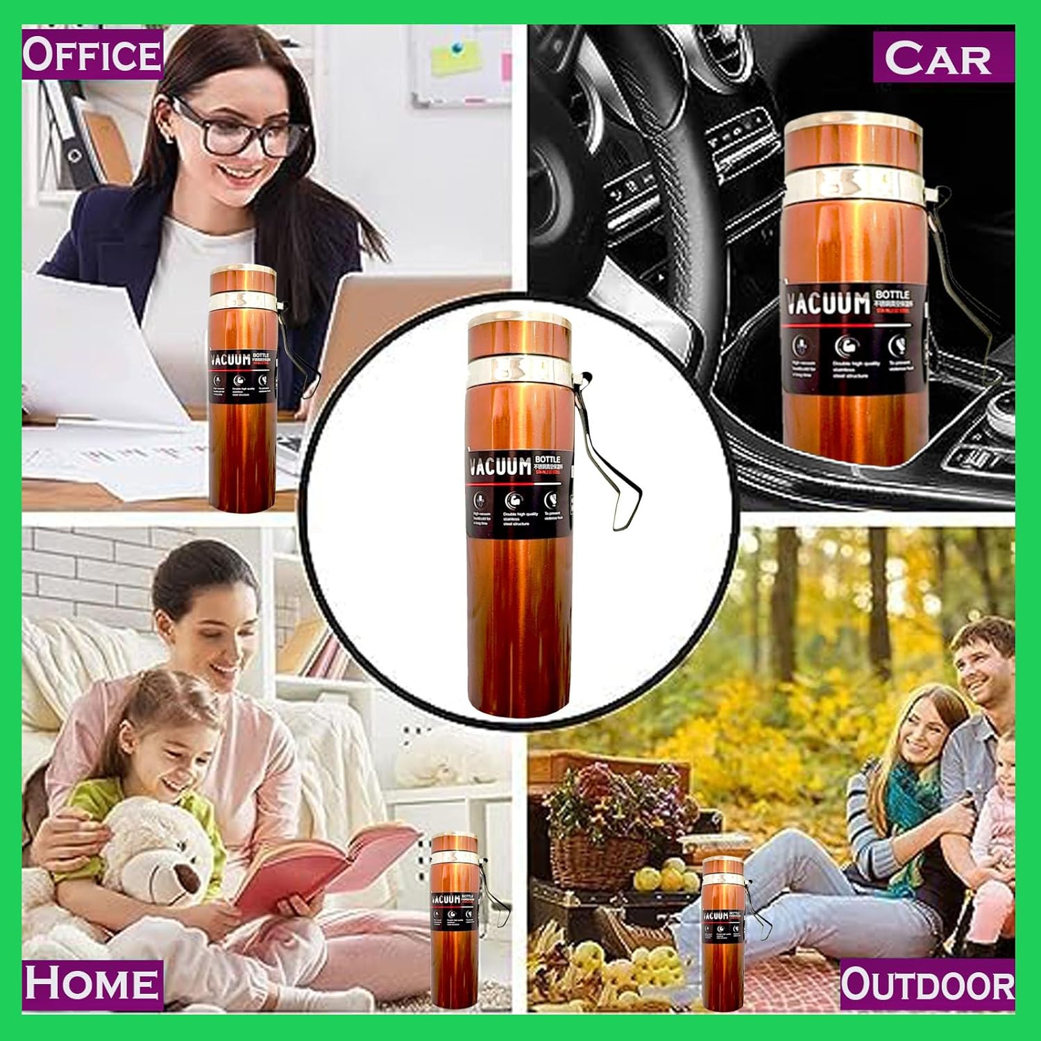 NGG (1000mL_Pack of 1 Stainless Steel Vacuum Flask Hot & Cold Leak-Proof, Rust Free, BPA Free (1 Liter) Water Bottle for Adults, Gym, Kids School, Gifts and Office, (Brown)