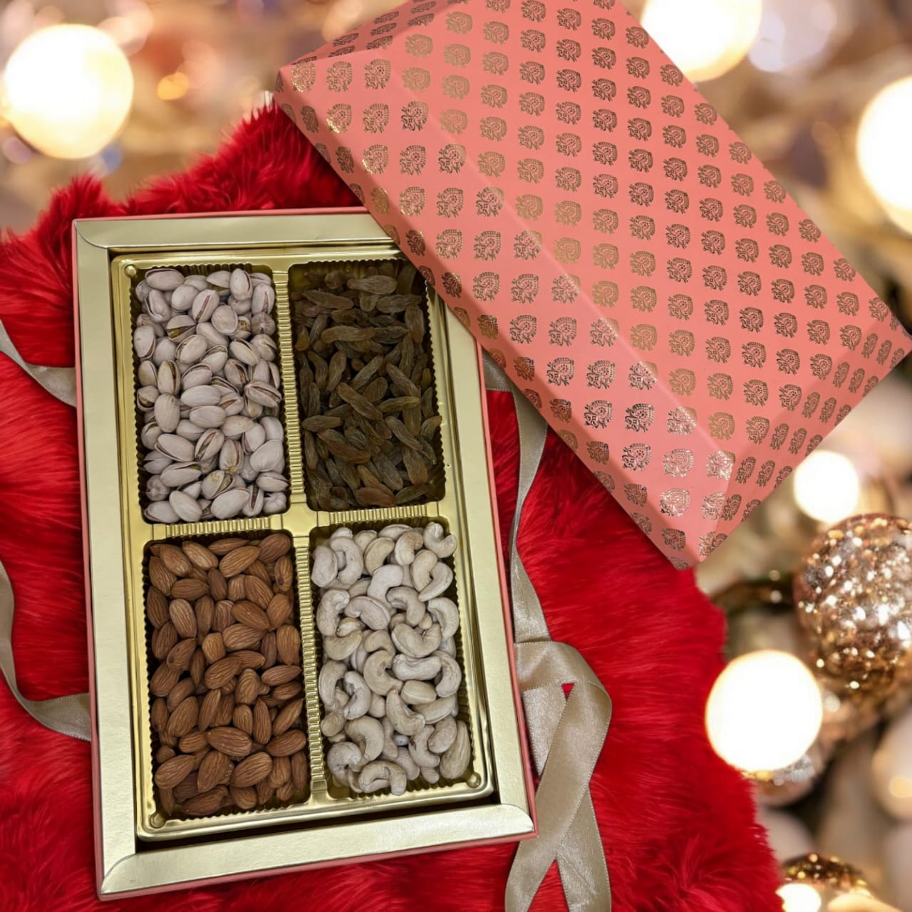 NAINA GIFT Luxury Dryfruits Gift Premium Hamper | 4 Assorted Dryfruits Combo | Almonds, Cashew, Raisins, Pista | Perfect for Any Occasion & Corporate Gifting