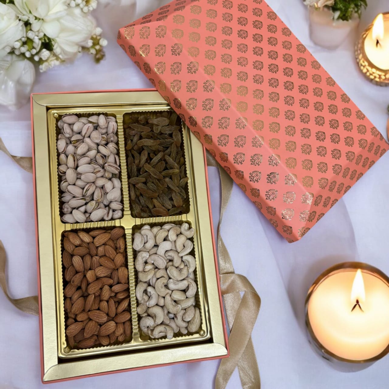 NAINA GIFT Luxury Dryfruits Gift Premium Hamper | 4 Assorted Dryfruits Combo | Almonds, Cashew, Raisins, Pista | Perfect for Any Occasion & Corporate Gifting