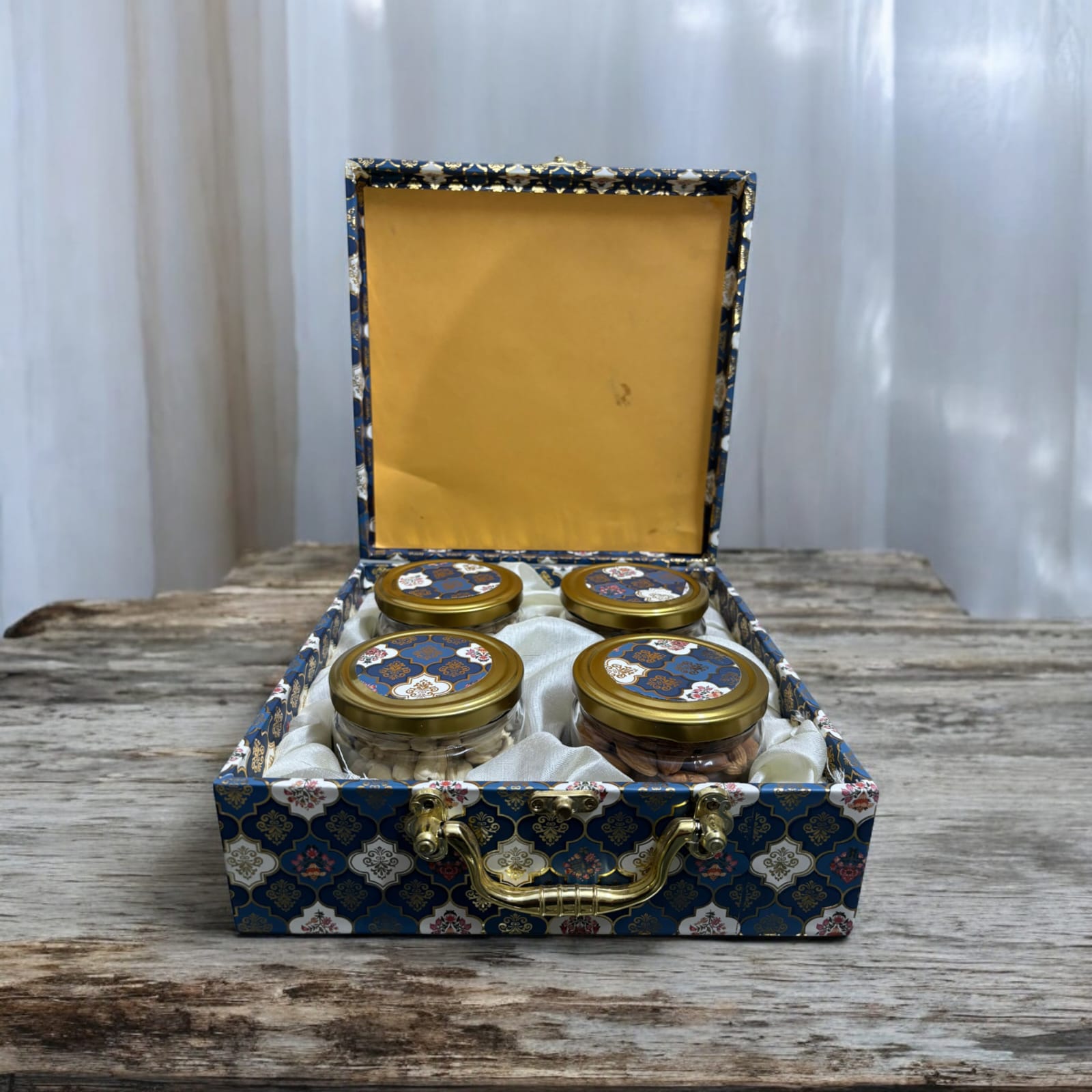 Design Luxury Dryfruits Gift Premium Jar Hamper | 4 Assorted Dryfruits Combo | Almonds, Cashew, Raisin, Pistas | Perfect for Any Occasion & Corporate Gifting