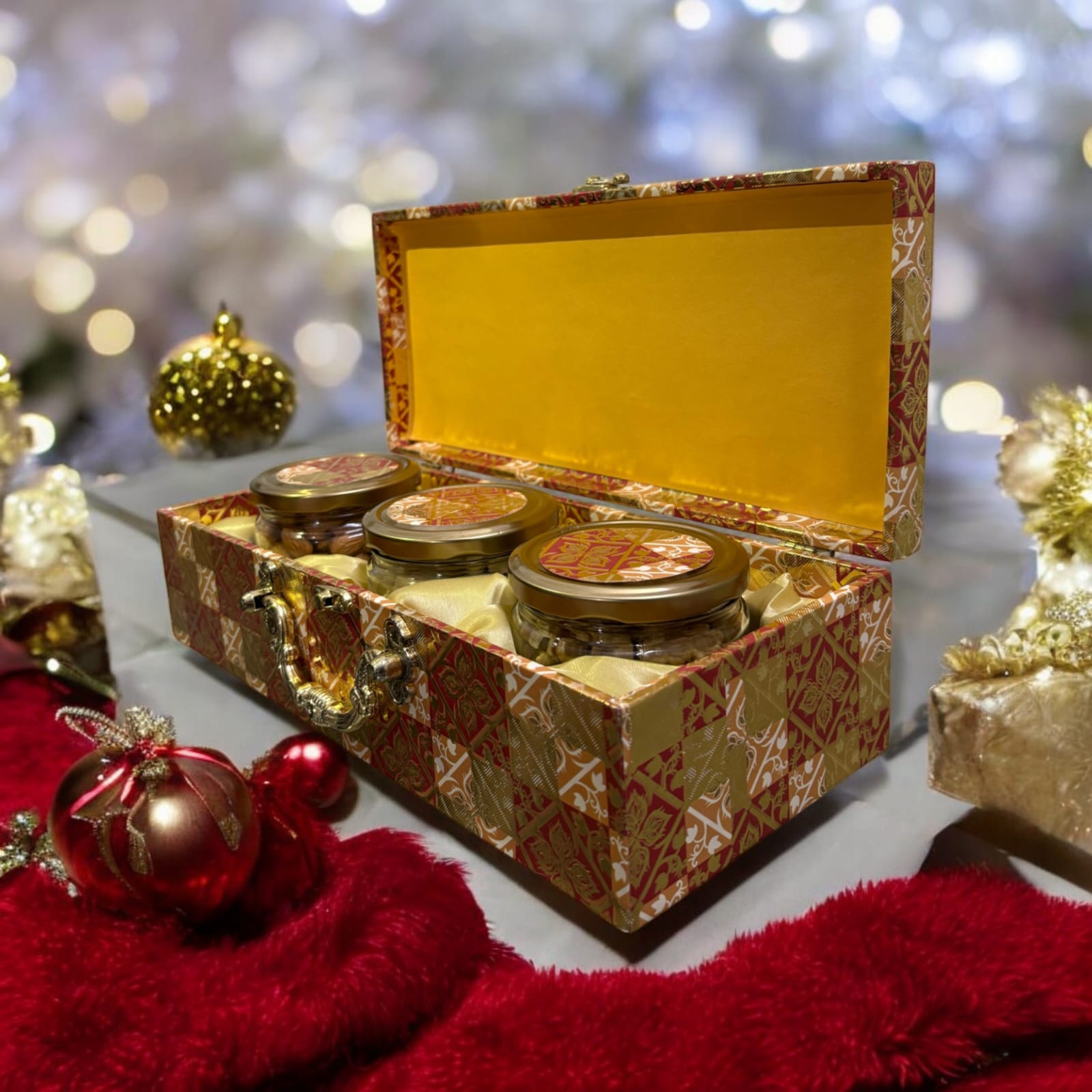 Design Luxury Dryfruits Gift Premium Jar Hamper | 3 Assorted Dryfruits Combo | Almonds, Cashew, Raisins | Perfect for Any Occasion & Corporate Gifting