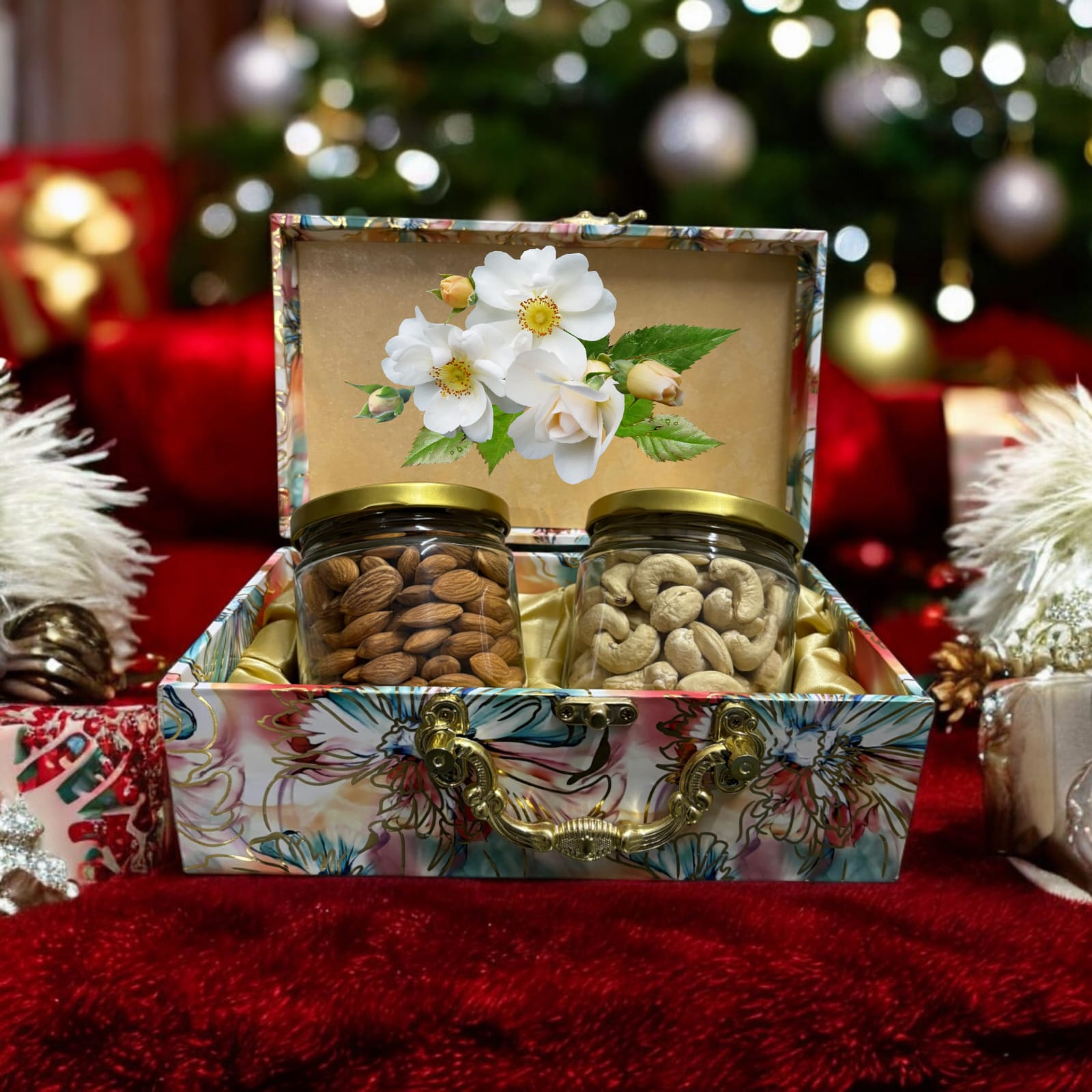 Design Luxury Dryfruits Gift Premium Jar Hamper | 2 Assorted Dryfruits Combo | Almonds, Cashew | Perfect for Any Occasion & Corporate Gifting