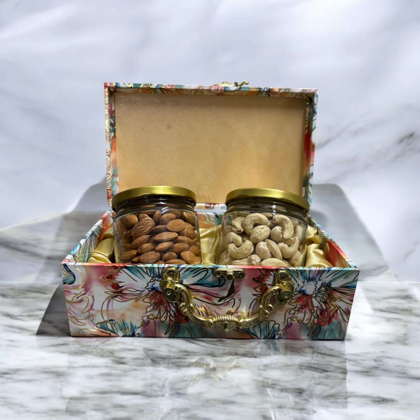 Design Luxury Dryfruits Gift Premium Jar Hamper | 2 Assorted Dryfruits Combo | Almonds, Cashew | Perfect for Any Occasion & Corporate Gifting