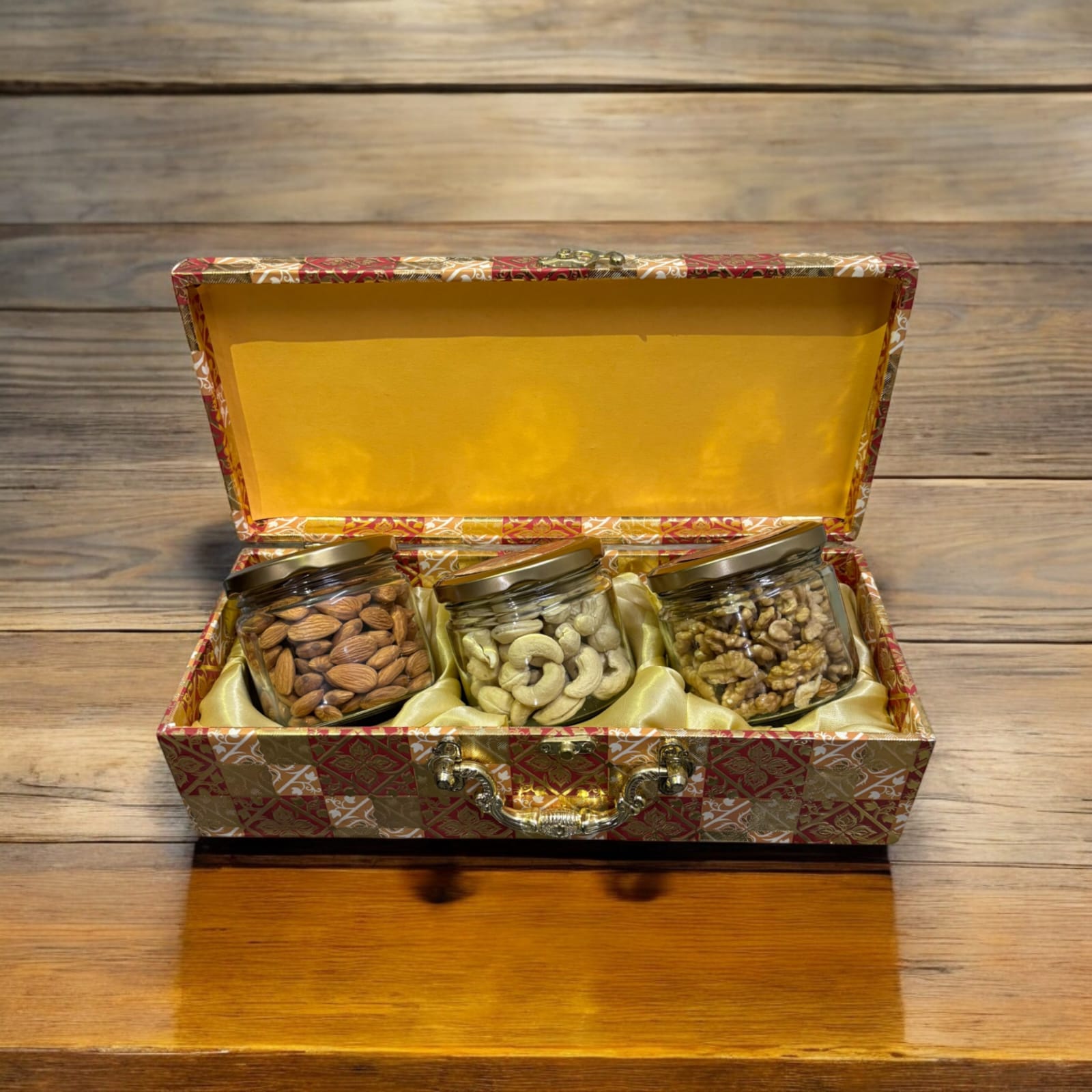 Design Luxury Dryfruits Gift Premium Jar Hamper | 3 Assorted Dryfruits Combo | Almonds, Cashew, Walnut | Perfect for Any Occasion & Corporate Gifting
