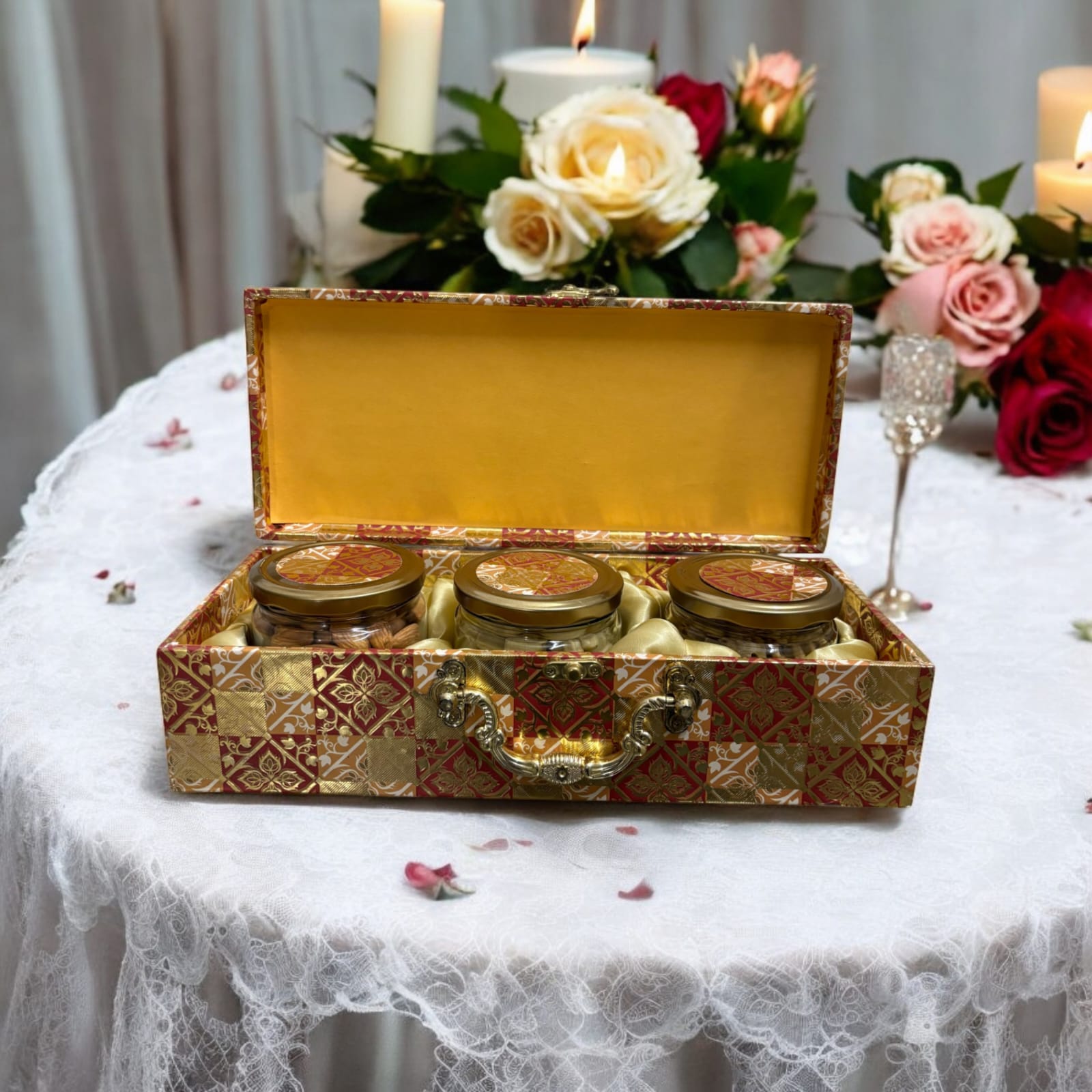 Design Luxury Dryfruits Gift Premium Jar Hamper | 3 Assorted Dryfruits Combo | Almonds, Cashew, Walnut | Perfect for Any Occasion & Corporate Gifting