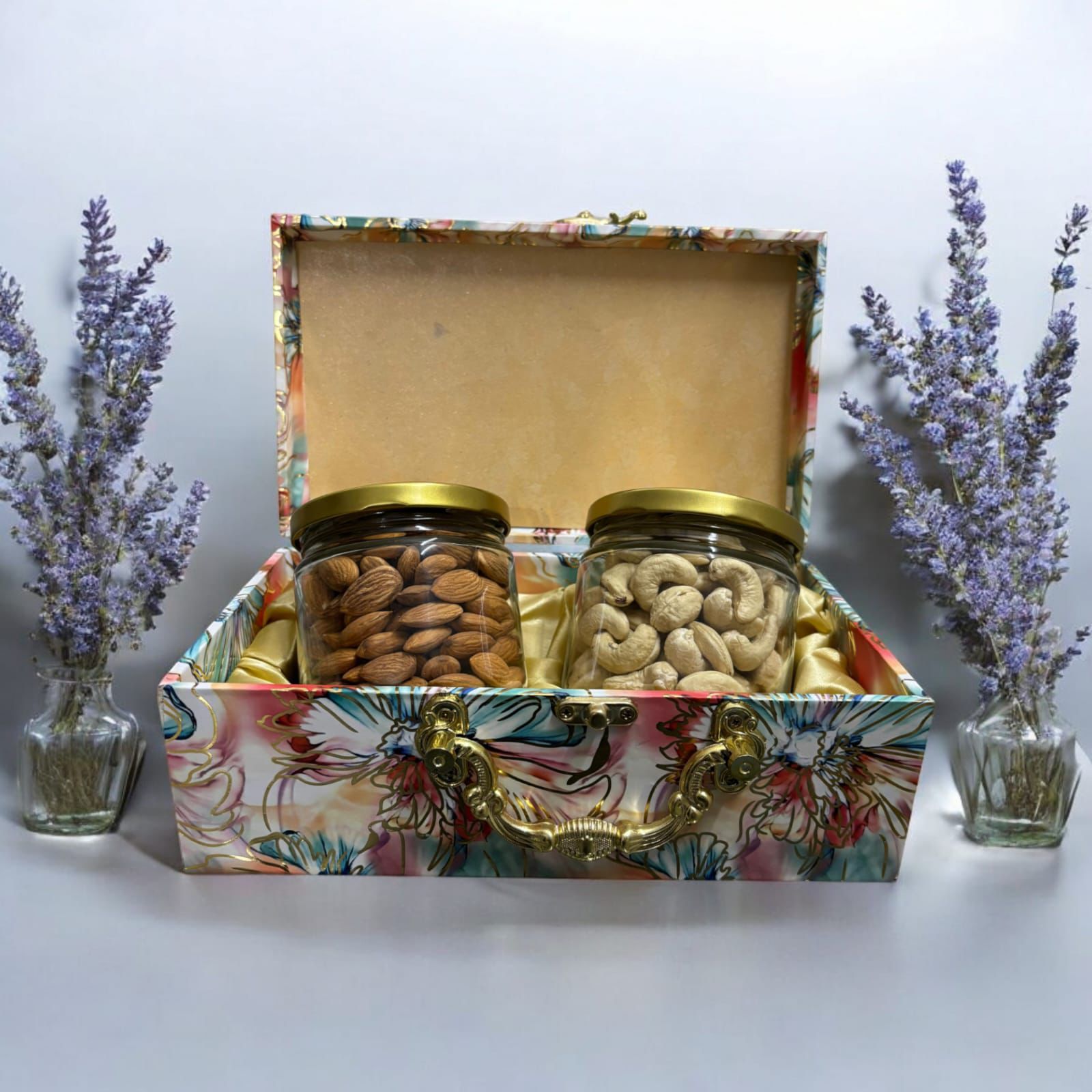 Design Luxury Dryfruits Gift Premium Jar Hamper | 2 Assorted Dryfruits Combo | Almonds, Cashew | Perfect for Any Occasion & Corporate Gifting