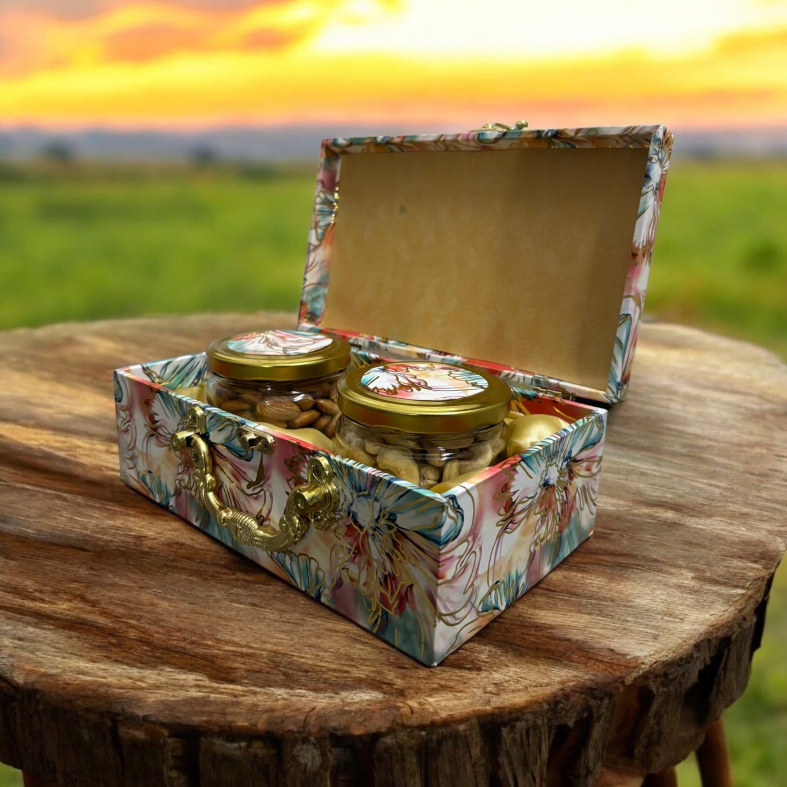 Design Luxury Dryfruits Gift Premium Jar Hamper | 2 Assorted Dryfruits Combo | Almonds, Cashew | Perfect for Any Occasion & Corporate Gifting