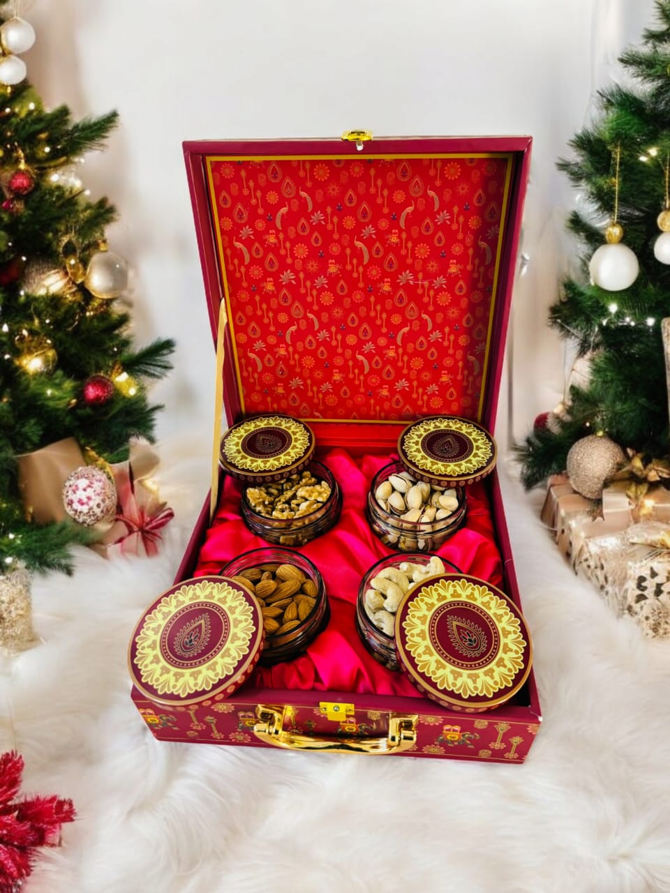 Design Luxury Dryfruits Gift Premium Jar Hamper | 4 Assorted Dryfruits Combo | Almonds, Cashew, Walnut, Pista | Perfect for Any Occasion & Corporate Gifting