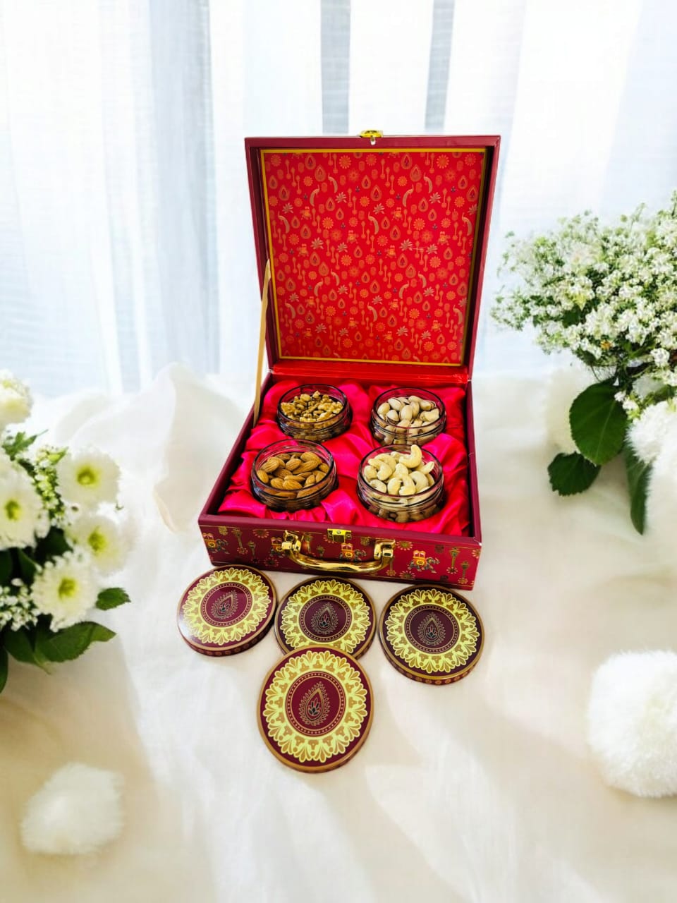 Design Luxury Dryfruits Gift Premium Jar Hamper | 4 Assorted Dryfruits Combo | Almonds, Cashew, Walnut, Pista | Perfect for Any Occasion & Corporate Gifting